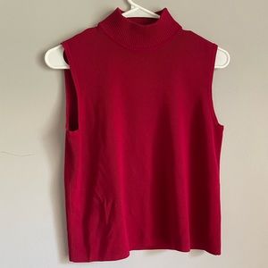 Red mock neck sweater tank